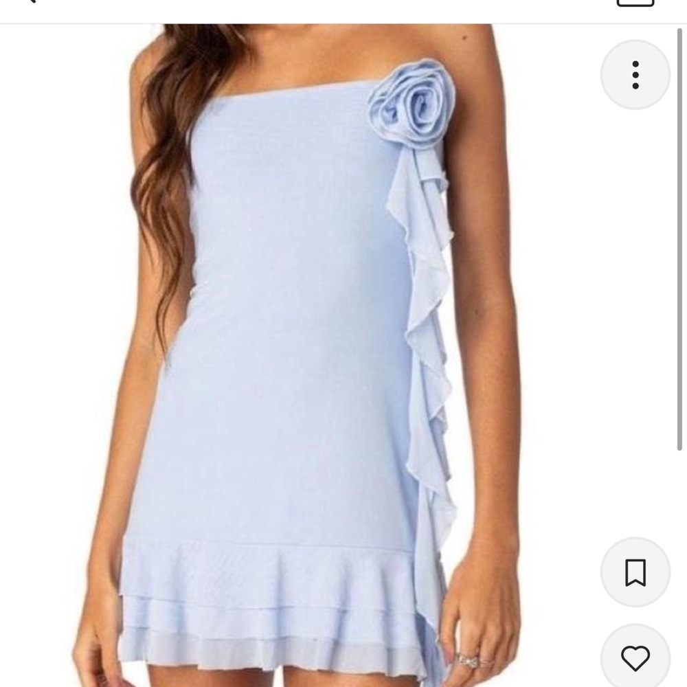 Edikted Thalia Flower Pin Ruffle Mini Dress size XS NEW WITH TAGS!